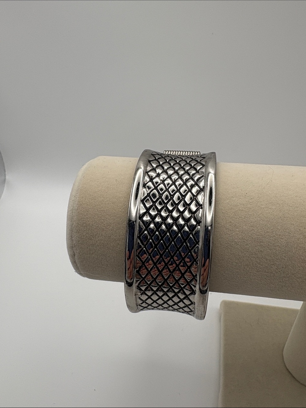Textured Silver-Tone Wide Cuff Bracelet